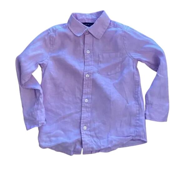 Janie and Jack Size 4 Lavender Linen Button Down Dress Shirt - Picture 3 of 10